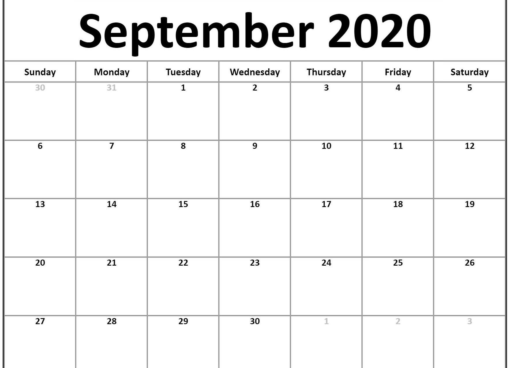 September 2020 Calendar Wallpaper Free September 2020