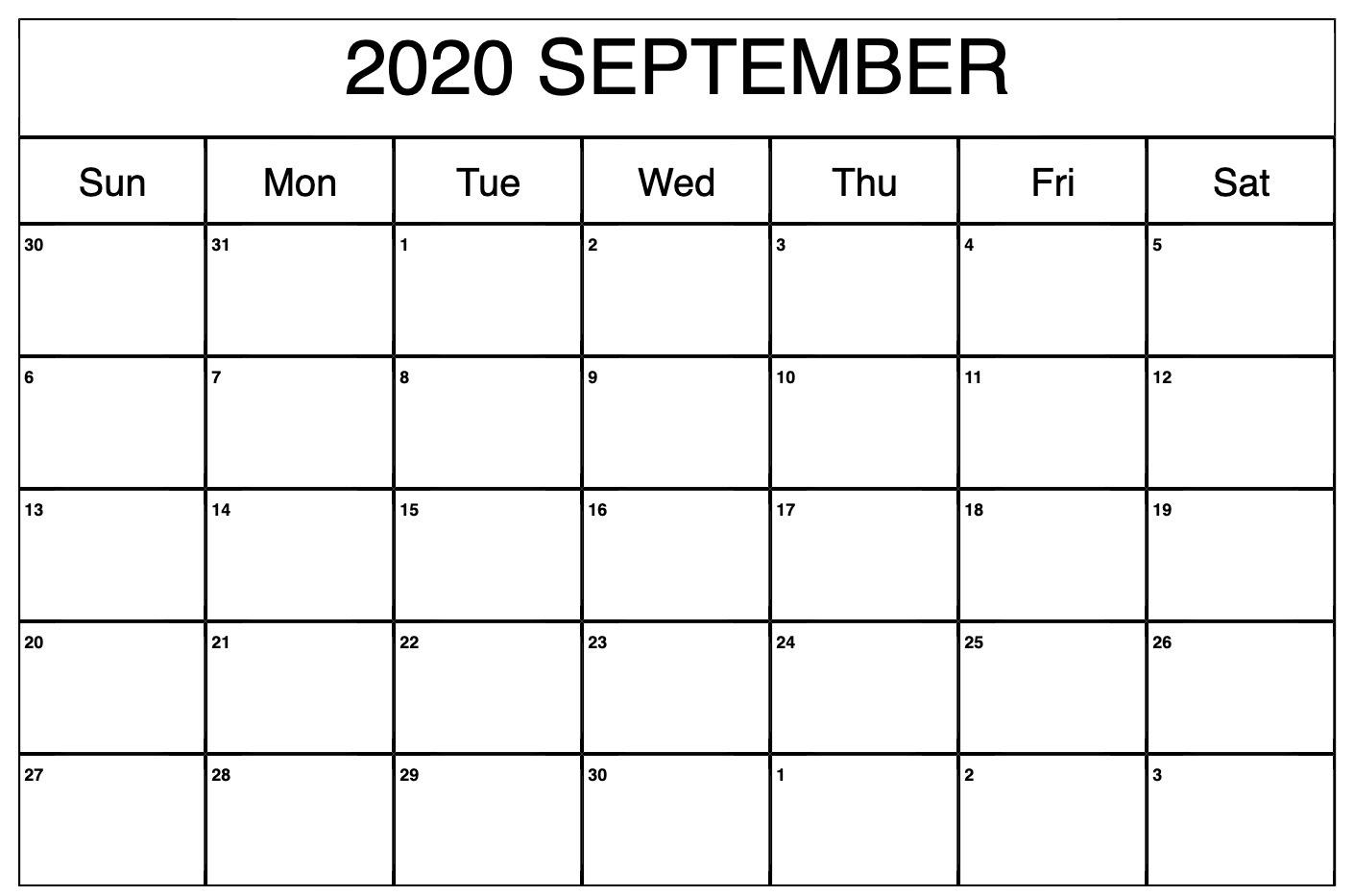Awesome September 2020 Calendar PDF, Word, Excel