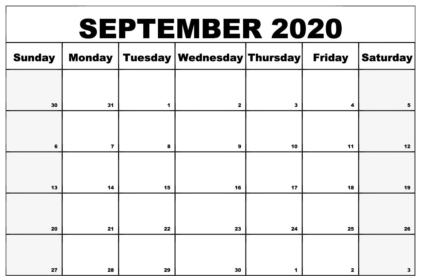 Awesome September 2020 Calendar PDF, Word, Excel Printable