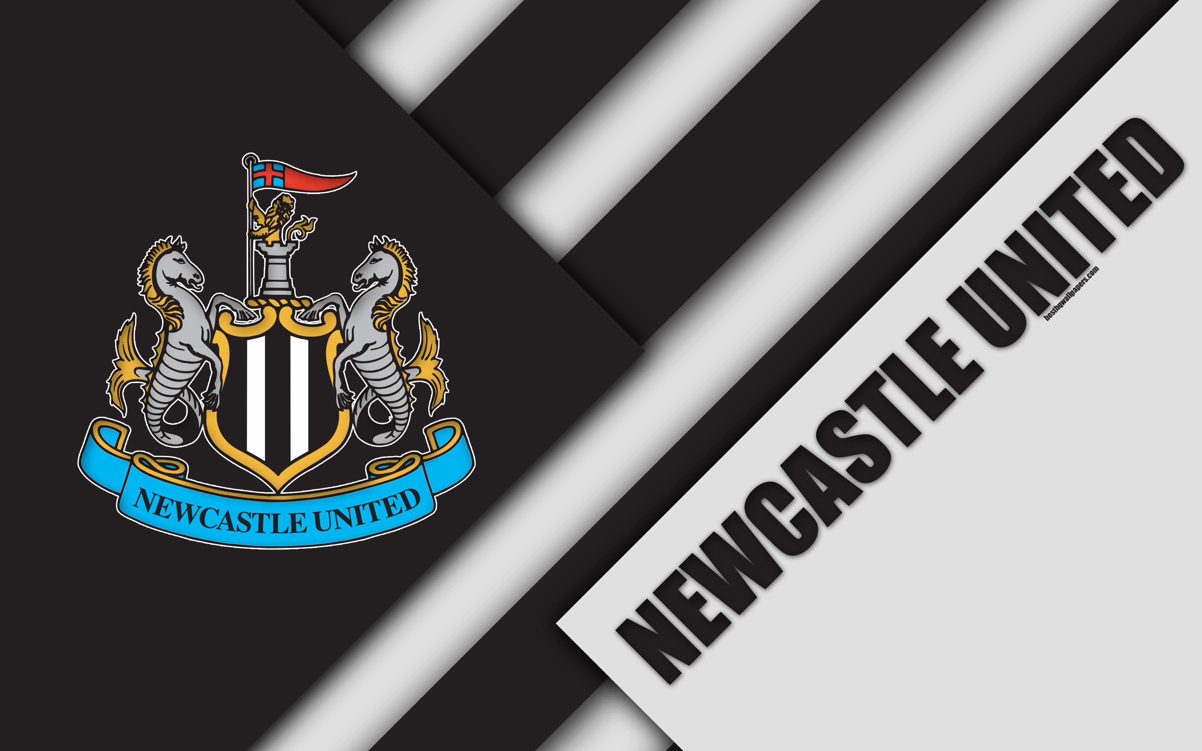 Download wallpaper Newcastle United FC, logo, 4k, material
