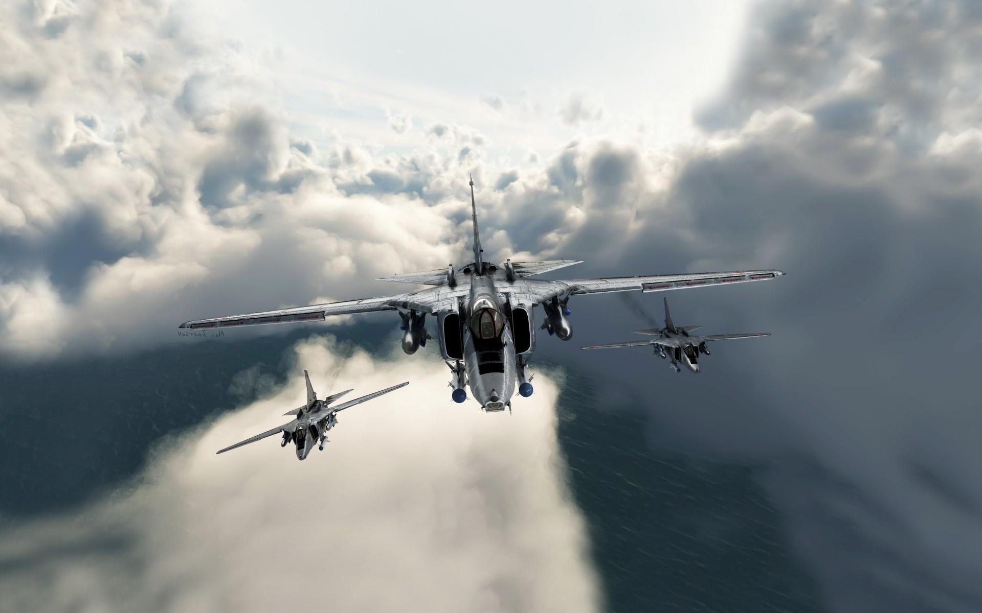 digital Art, Clouds, Aircraft, Military Aircraft, Jet Fighter, SEPECAT Jaguar Wallpaper HD / Desktop and Mobile Background