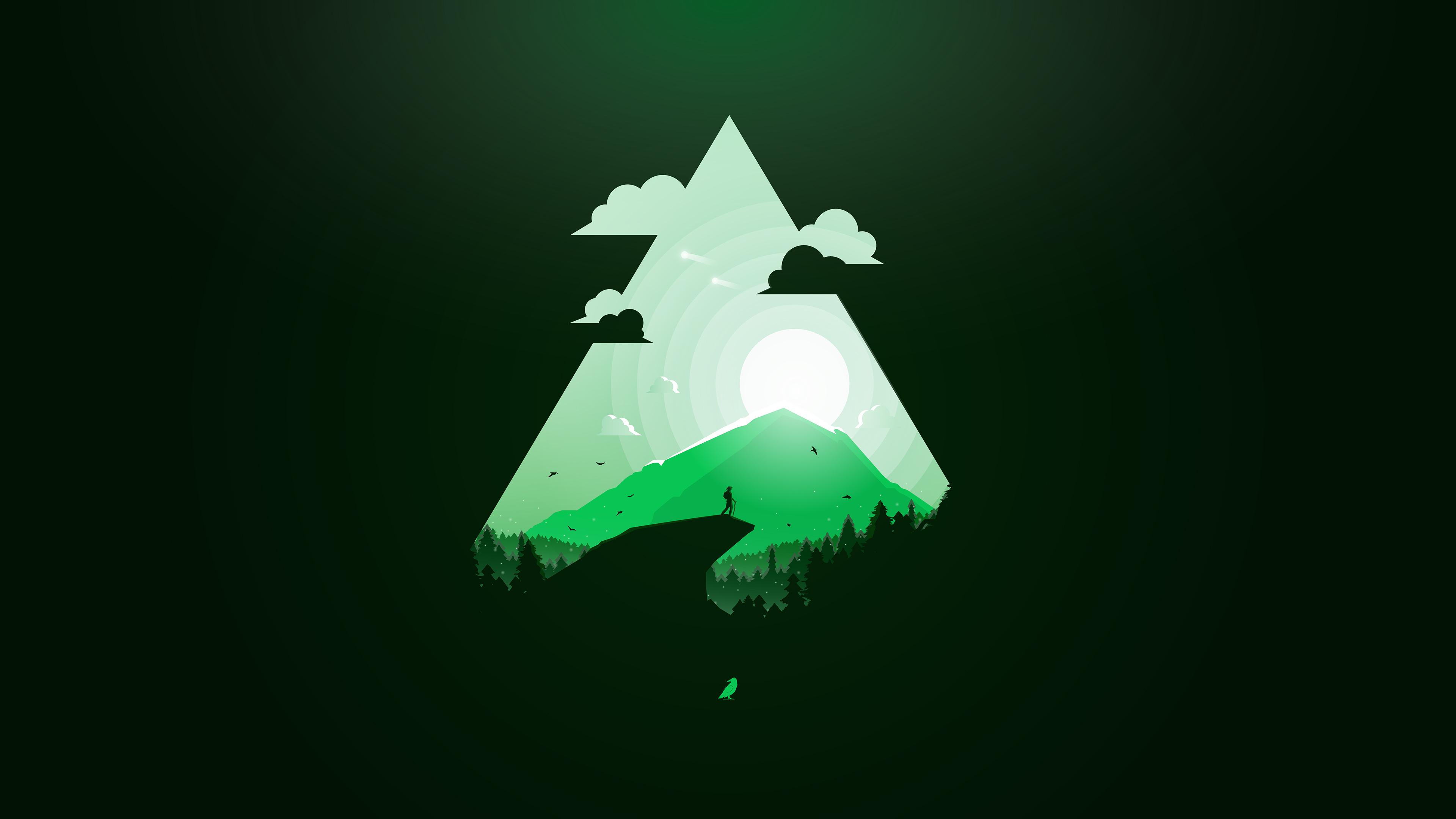 Green Paradise Minimal 4K Wallpaper