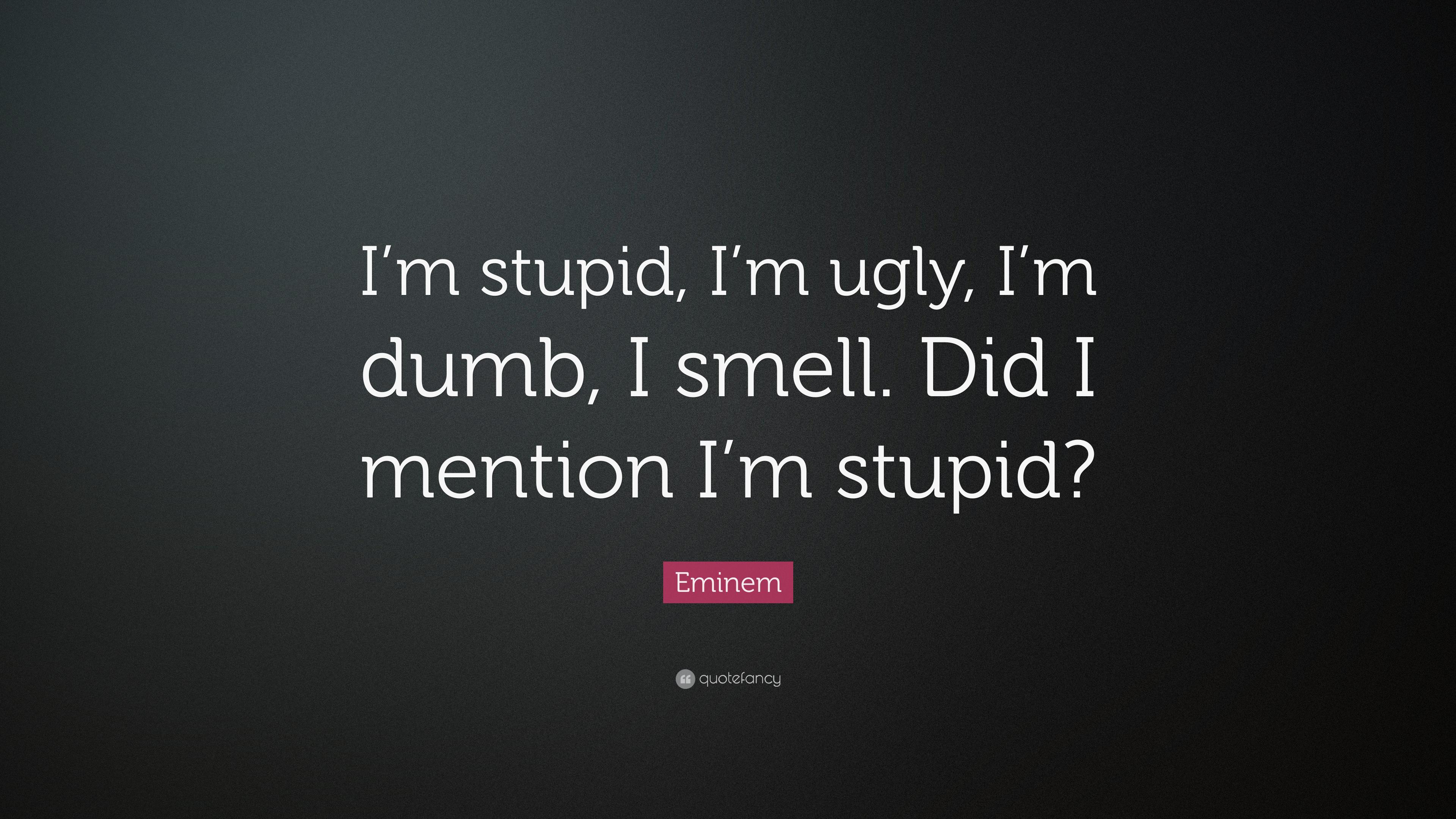 Eminem Quote: “I'm stupid, I'm ugly, I'm dumb, I smell. Did
