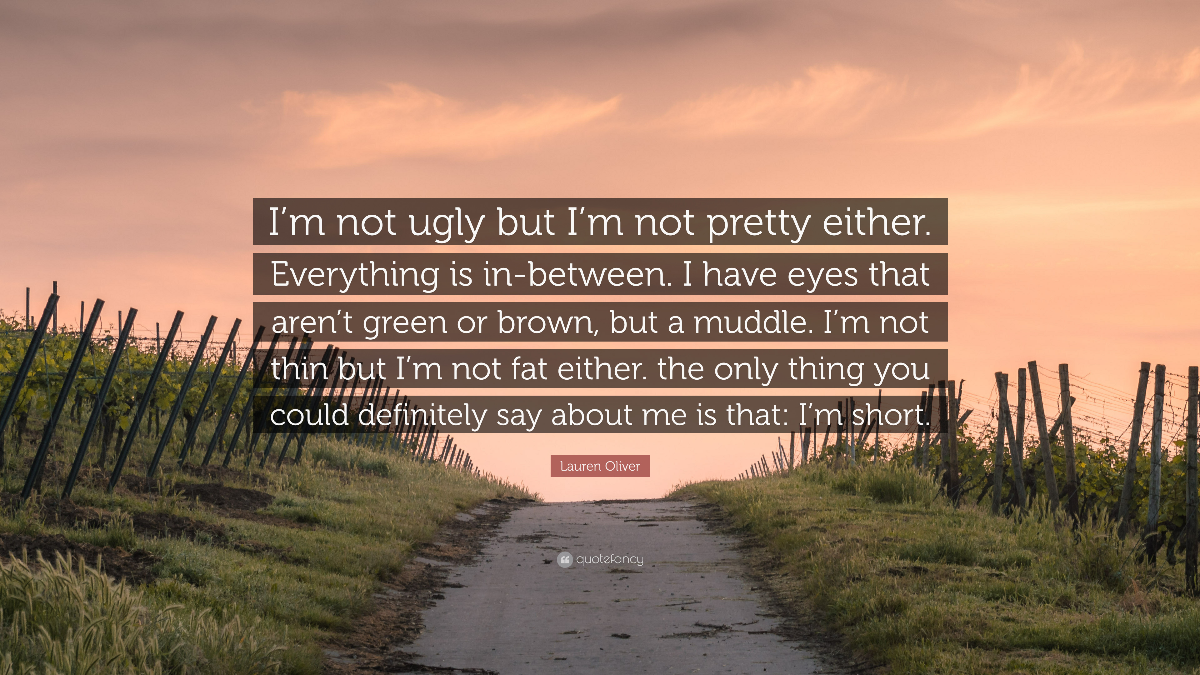 Lauren Oliver Quote: “I'm not ugly but I'm not pretty either