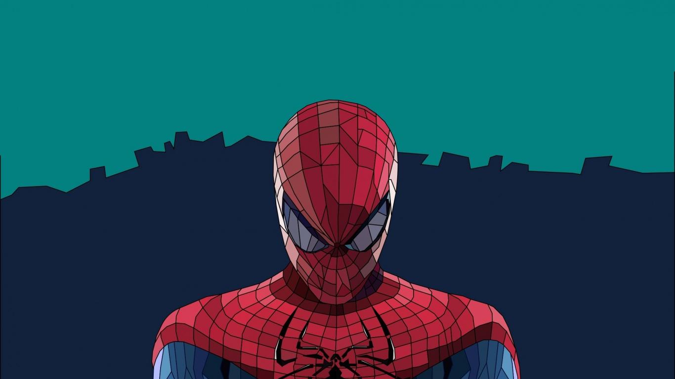 Download 1366x768 Wallpaper Spider Man, Low Poly, Art