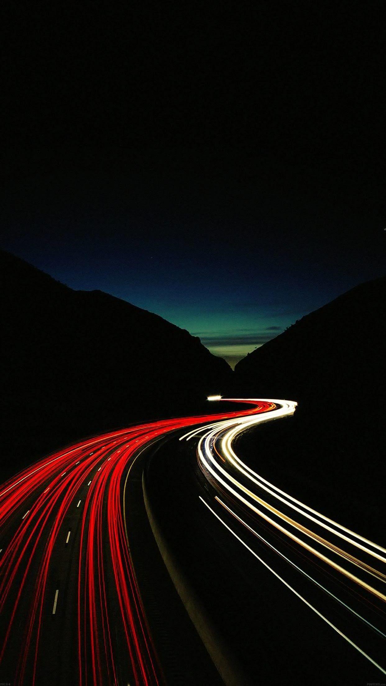 Wallpaper of long exposure Night Photography View of Vehicle