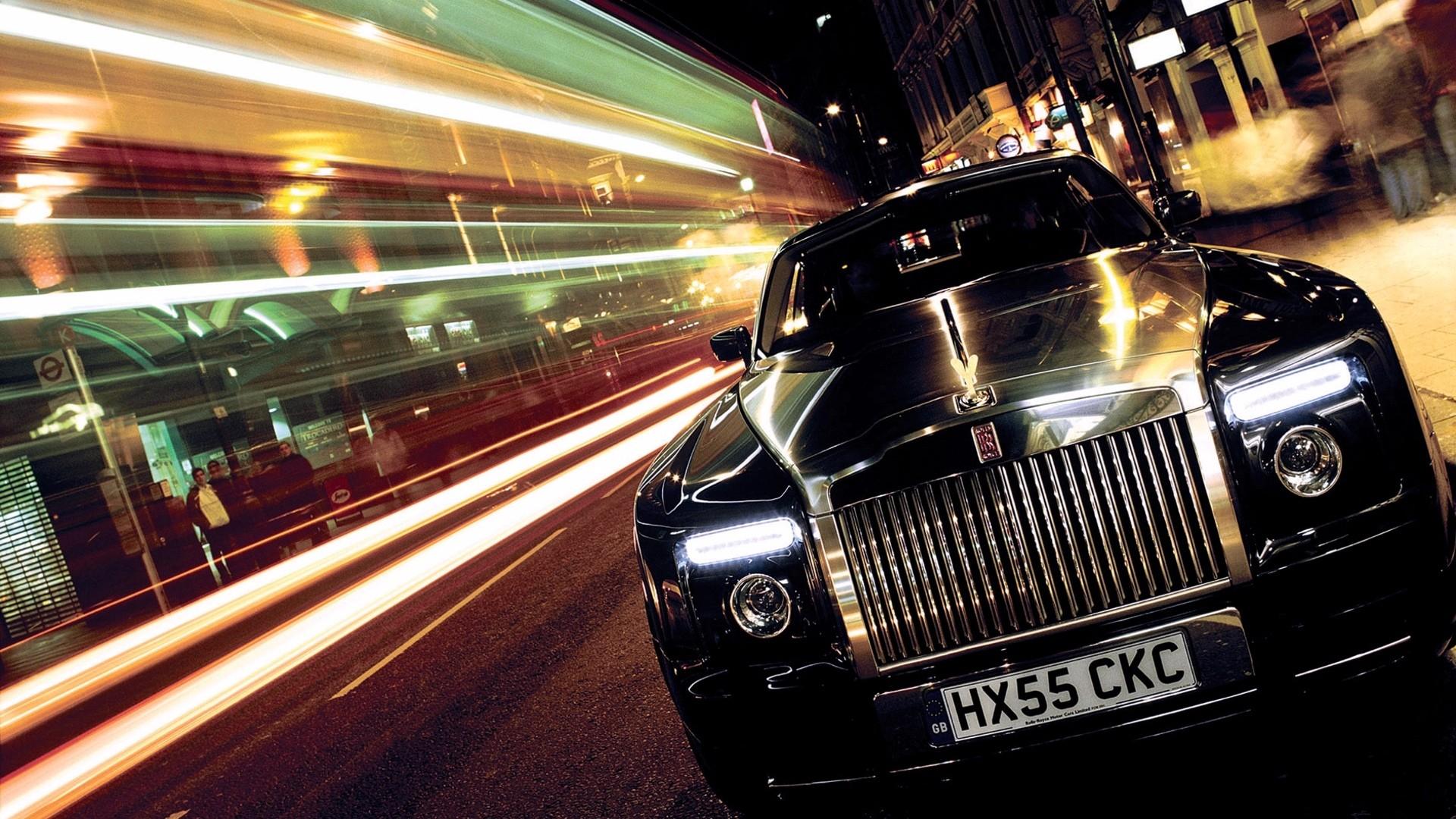 Rolls Royce, Car, Motion Blur, Light Trails Wallpaper HD