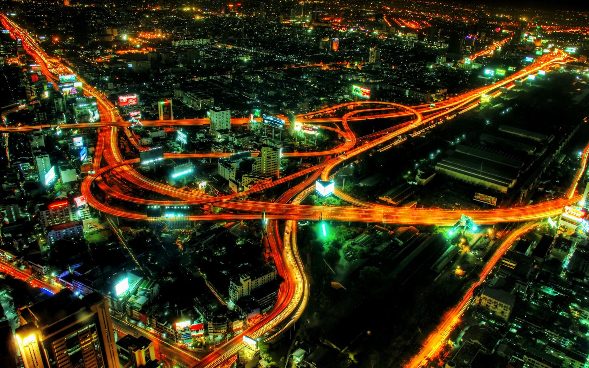 cityscapes, night, architecture, buildings, highways, city