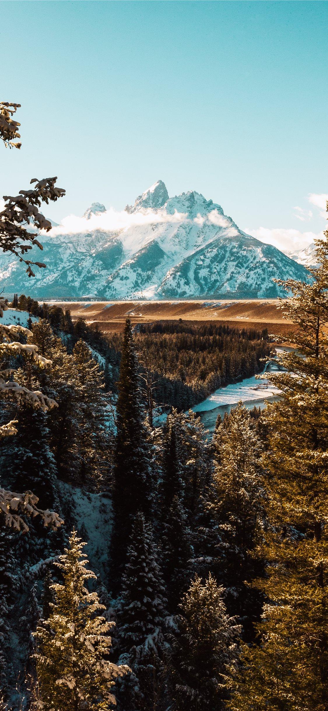 landscape photography of white mountain iPhone X Wallpaper