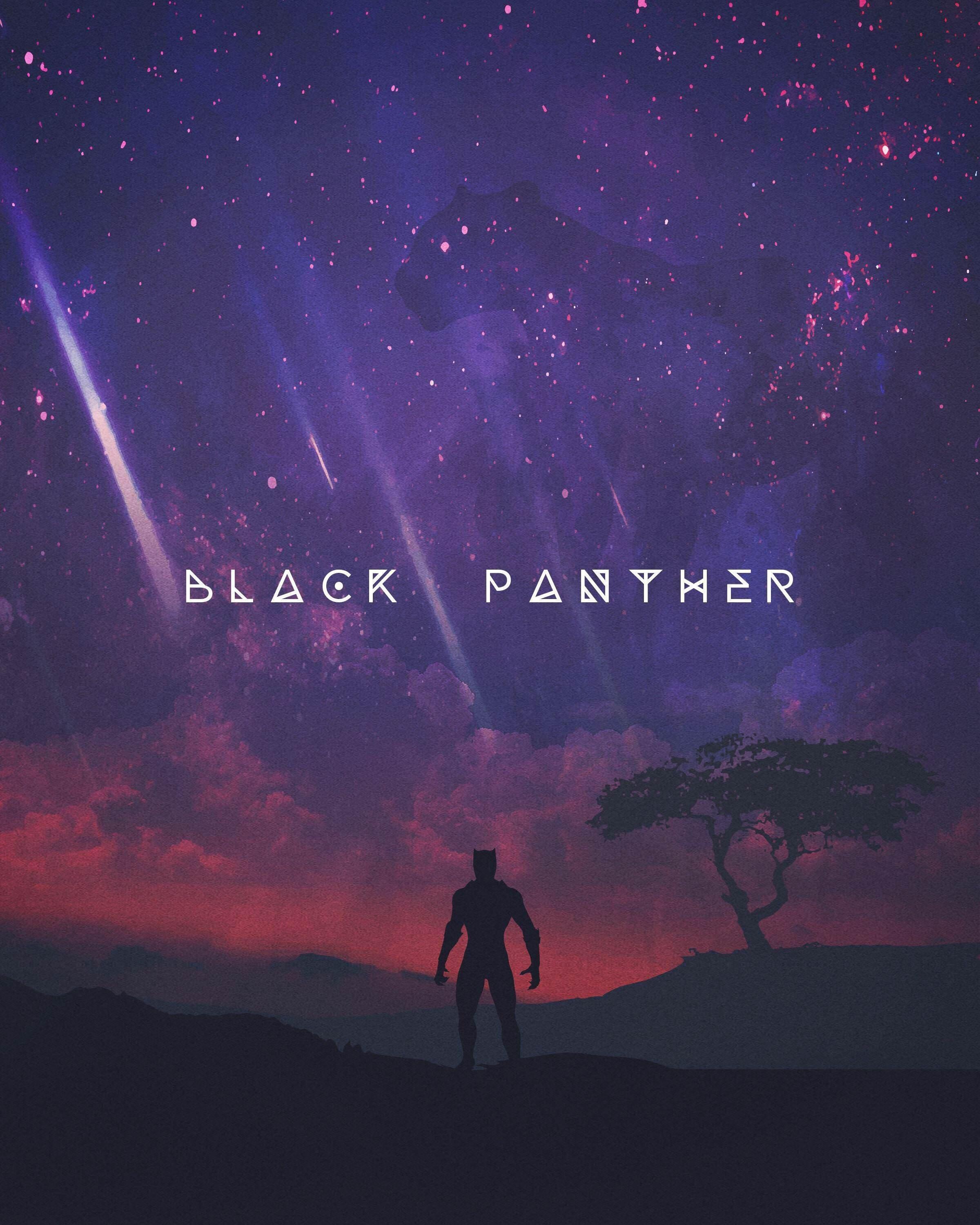 Black Panther Minimal Purple Wallpaper 8K