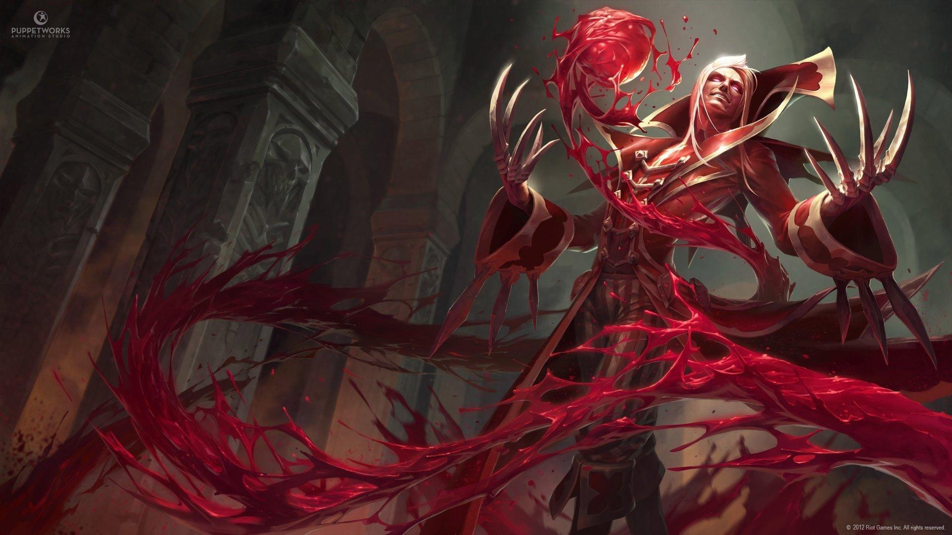 Video games liquid League of Legends red eyes robes artwork