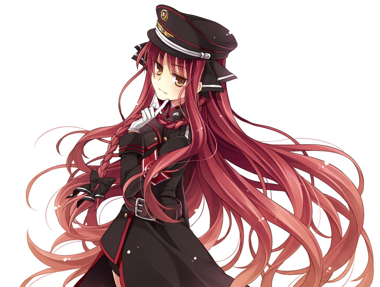 Dracu Riot! Hat Long Hair Military Red Hair Uniform Yarai