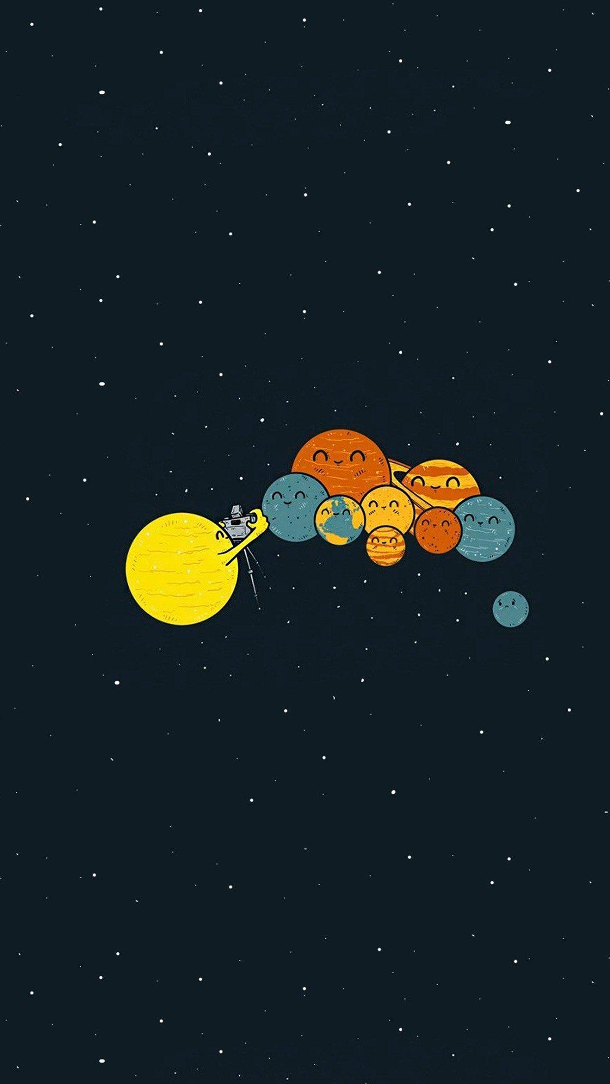 iPhone 8 wallpaper. planets cute