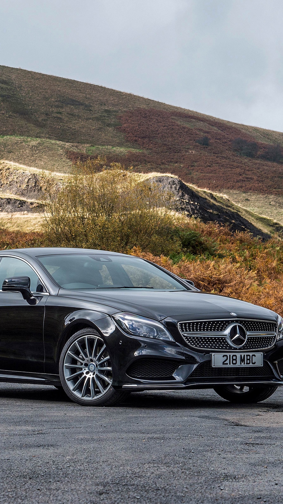 Download Wallpaper 938x1668 Mercedes Benz, Cls 350, Black