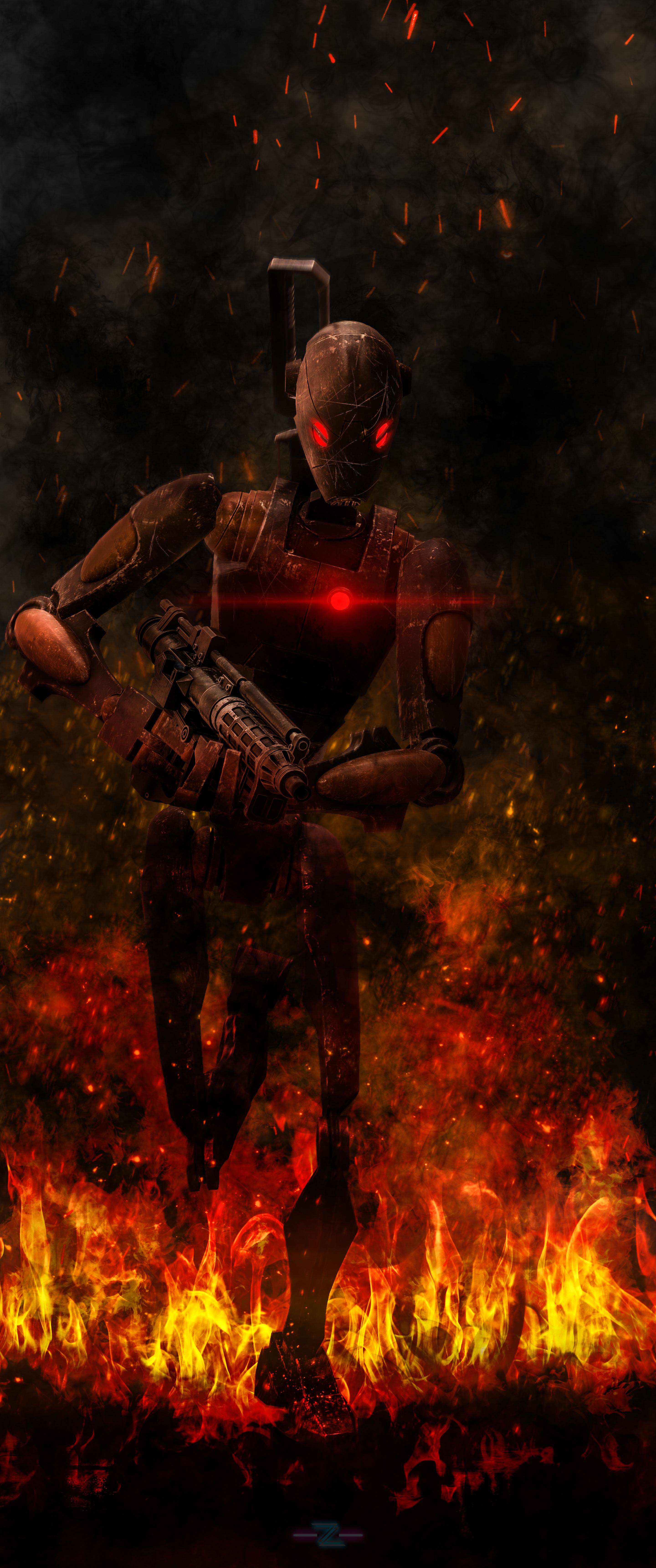 B * Burning Hostiles! Commando Droid in Star