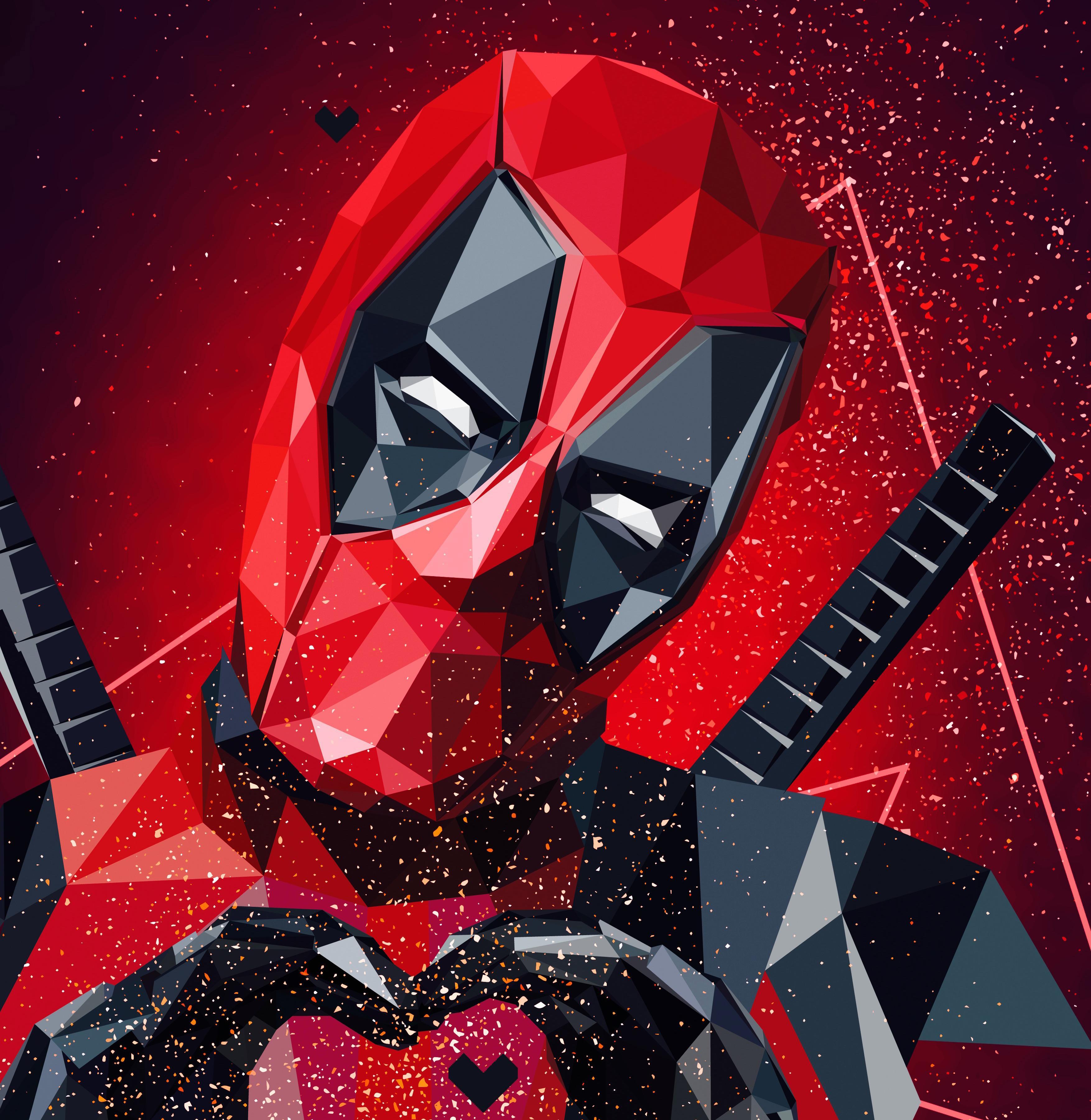 Wallpaper Deadpool, Low poly, Artwork, 4K, Creative Graphics