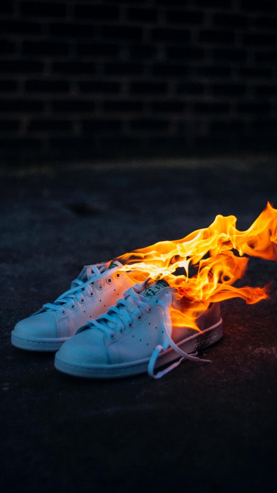 Download Wallpaper 938x1668 Sneakers, Fire, Flame Iphone 8 7