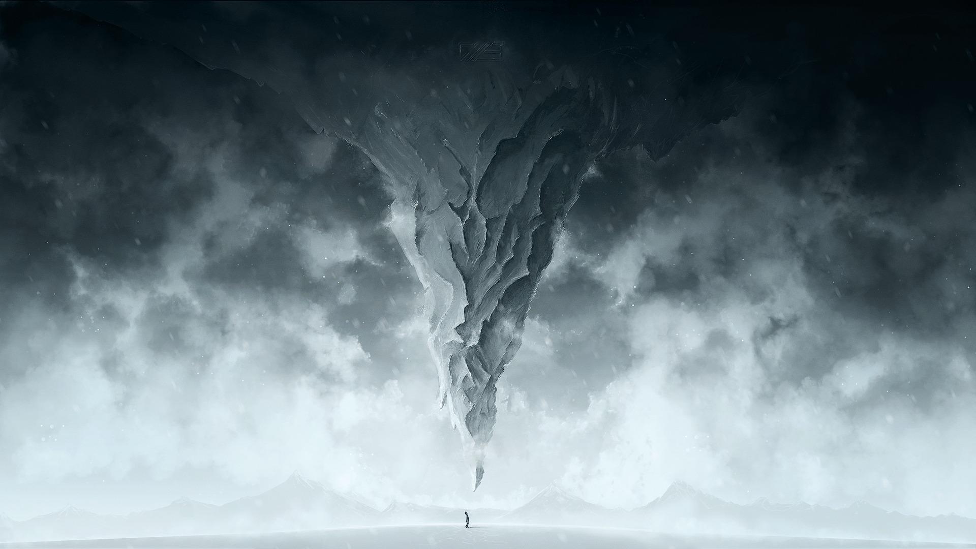 Free download HD wallpaper Fantasy winter storm mountain man