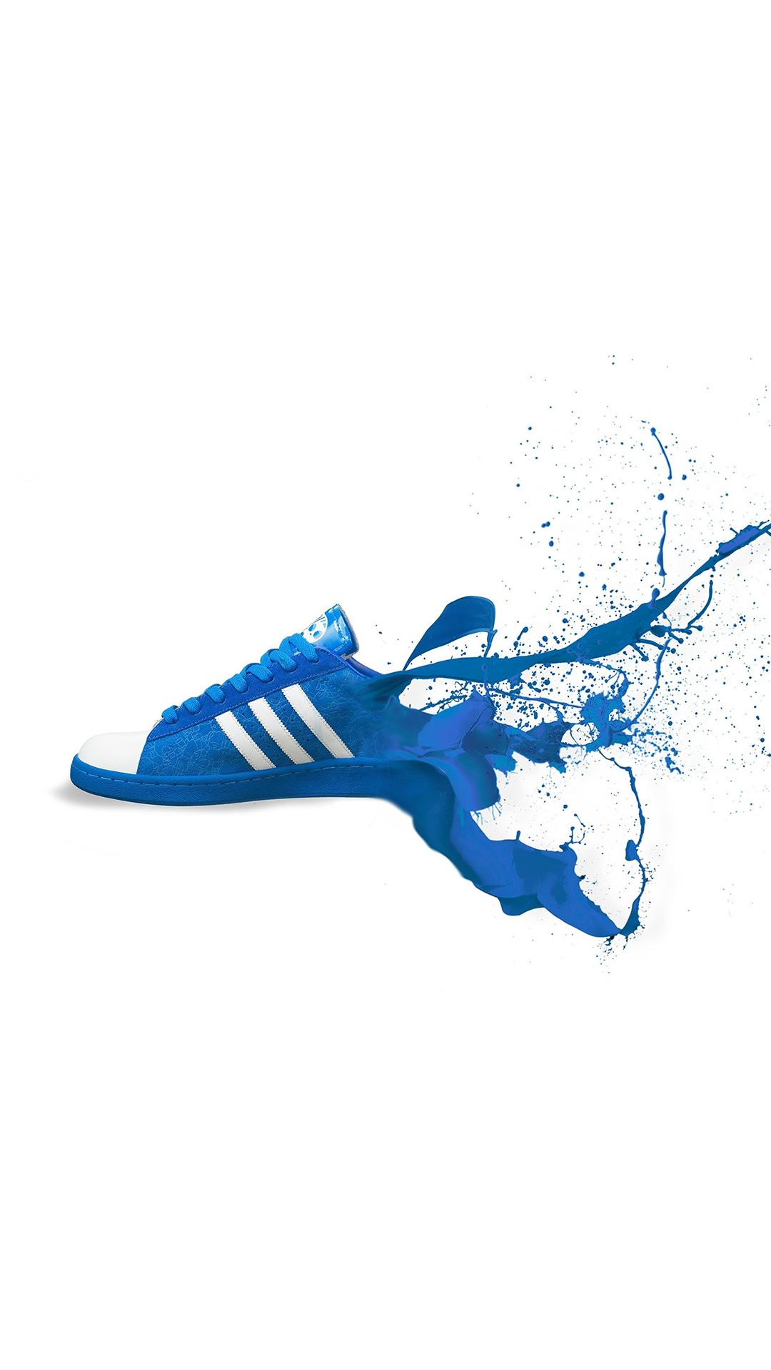 Adidas Blue Shoes Sneakers Logo Art iPhone 8 Wallpaper Free