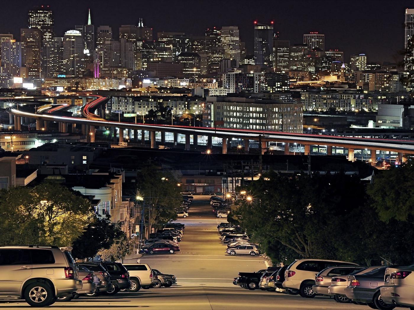 Download wallpaper 1400x1050 san, night, horizon