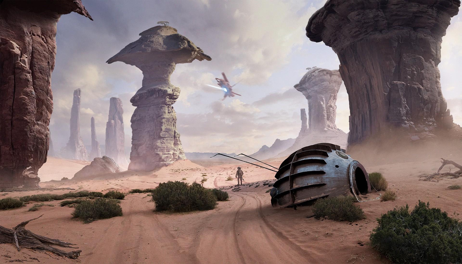 Landscape, Star Wars, Spaceship Wallpaper HD / Desktop