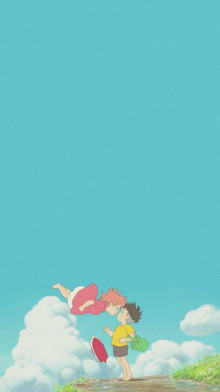 Ponyo on the Cliff bởi the Sea Phone Background  Studio Ghibli bức ảnh  40410921  fanpop