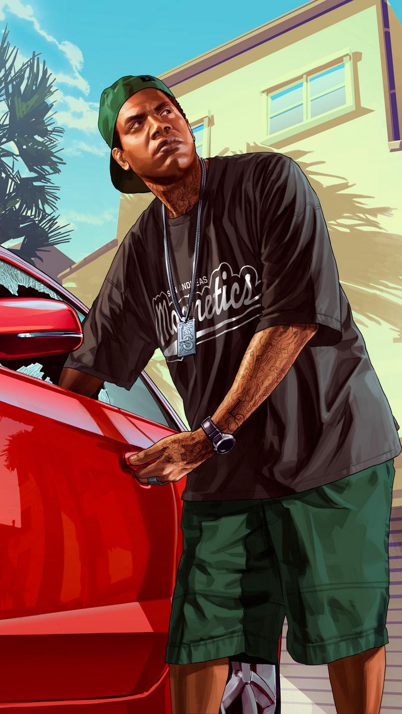 Download wallpaper 800x1420 lamar davis, grand theft auto v