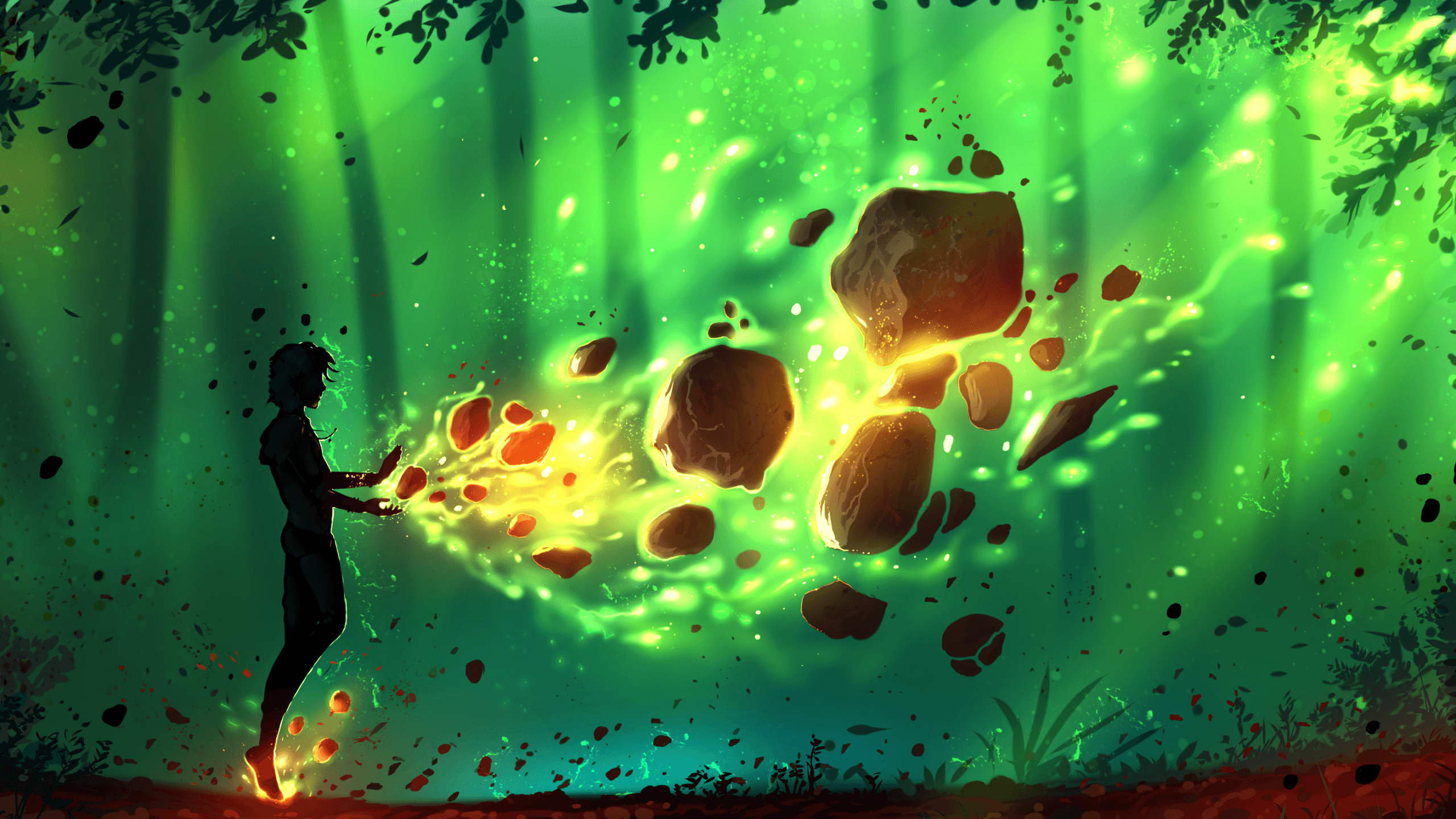 Download 2560x1440 Earth Element, Toon Colors, Forest