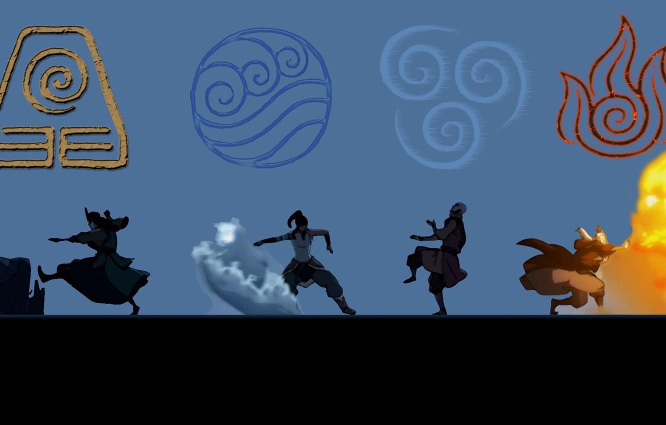 Wallpaper water, fire, earth, element, the air, avatar, avatar, The legend of Korra, Korra, Times, Aang, The legend of Korra, Aang, Kyoshi, Rock, Kyoshi image for desktop, section фильмы