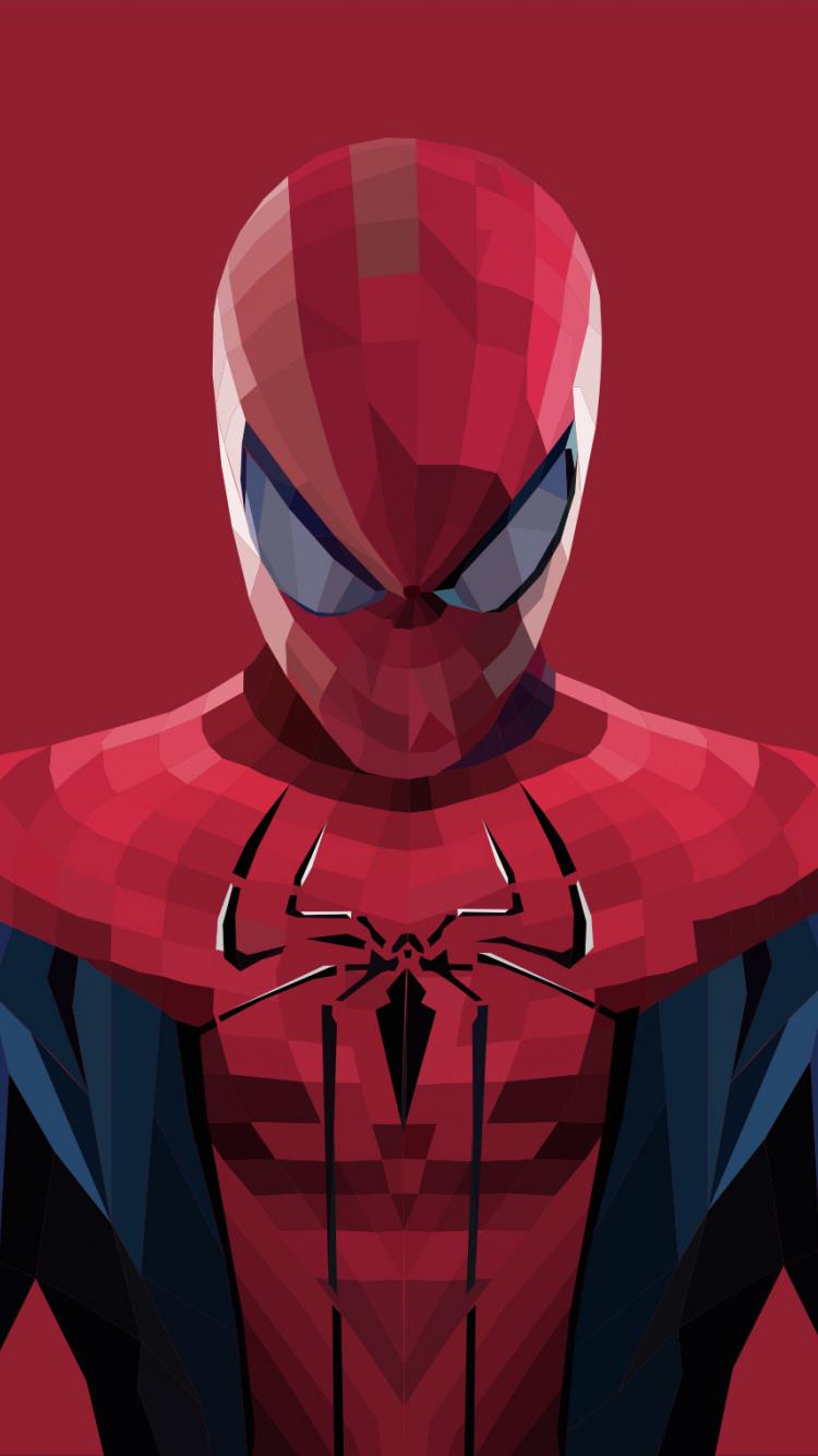 Download 750x1334 Wallpaper Spider Man, Polygons Art