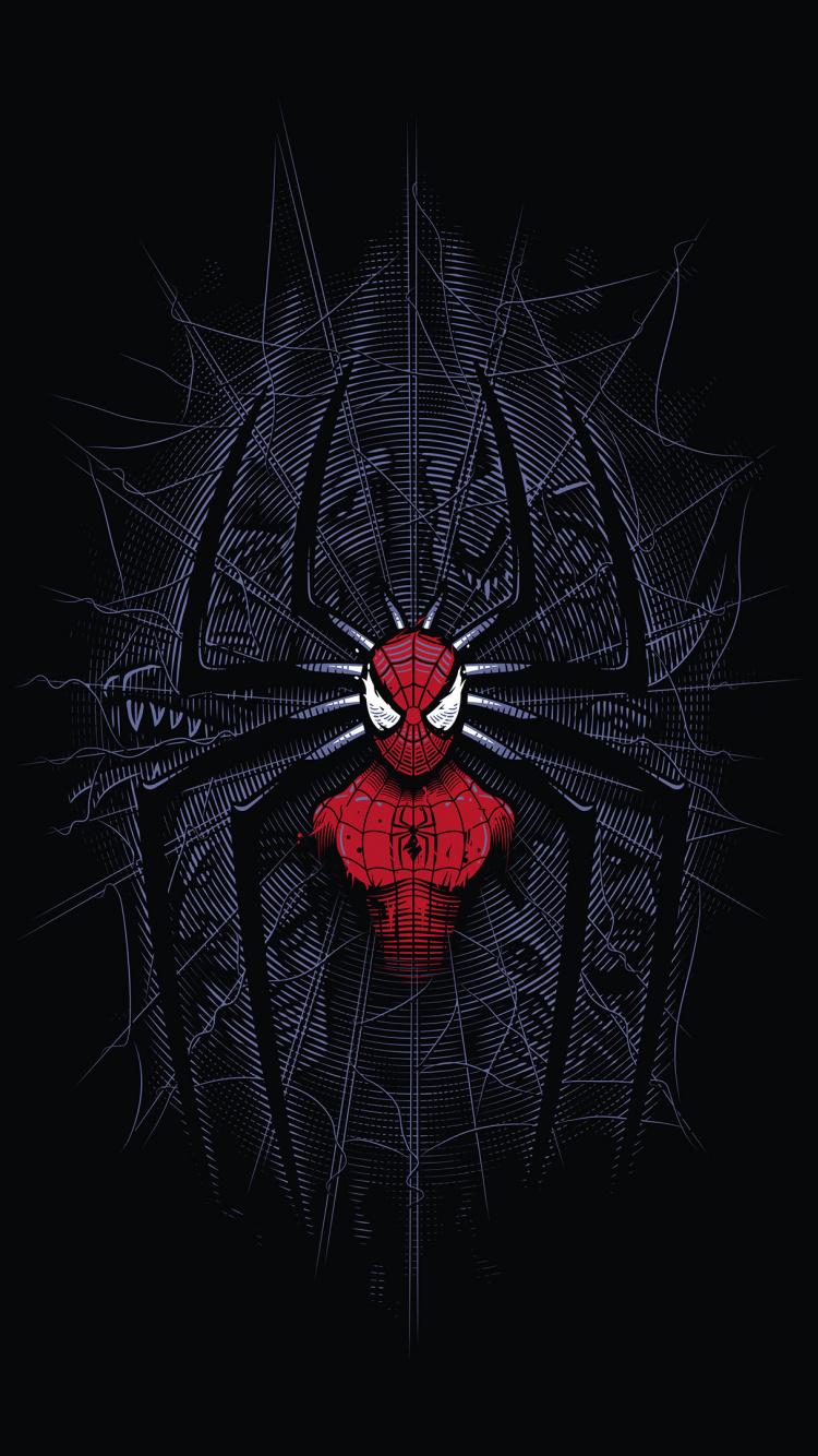Download 750x1334 Wallpaper Spider Man, Dark, Minimalist