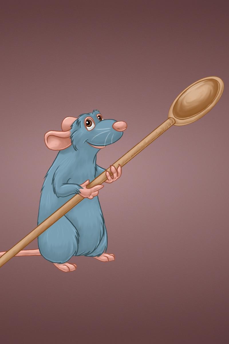 Download wallpaper 800x1200 ratatouille, rat, spoon iphone