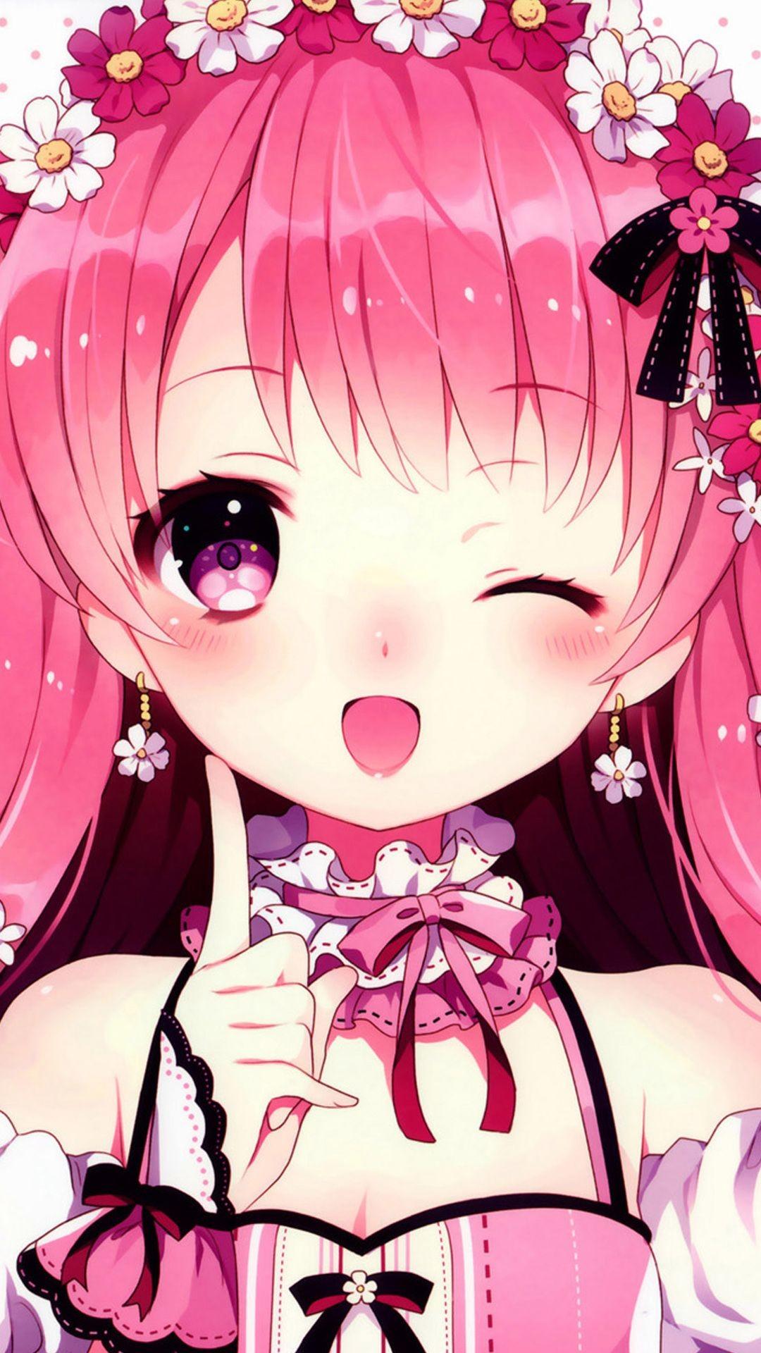 Cute Anime Girl Pink Wallpaper gambar ke 4