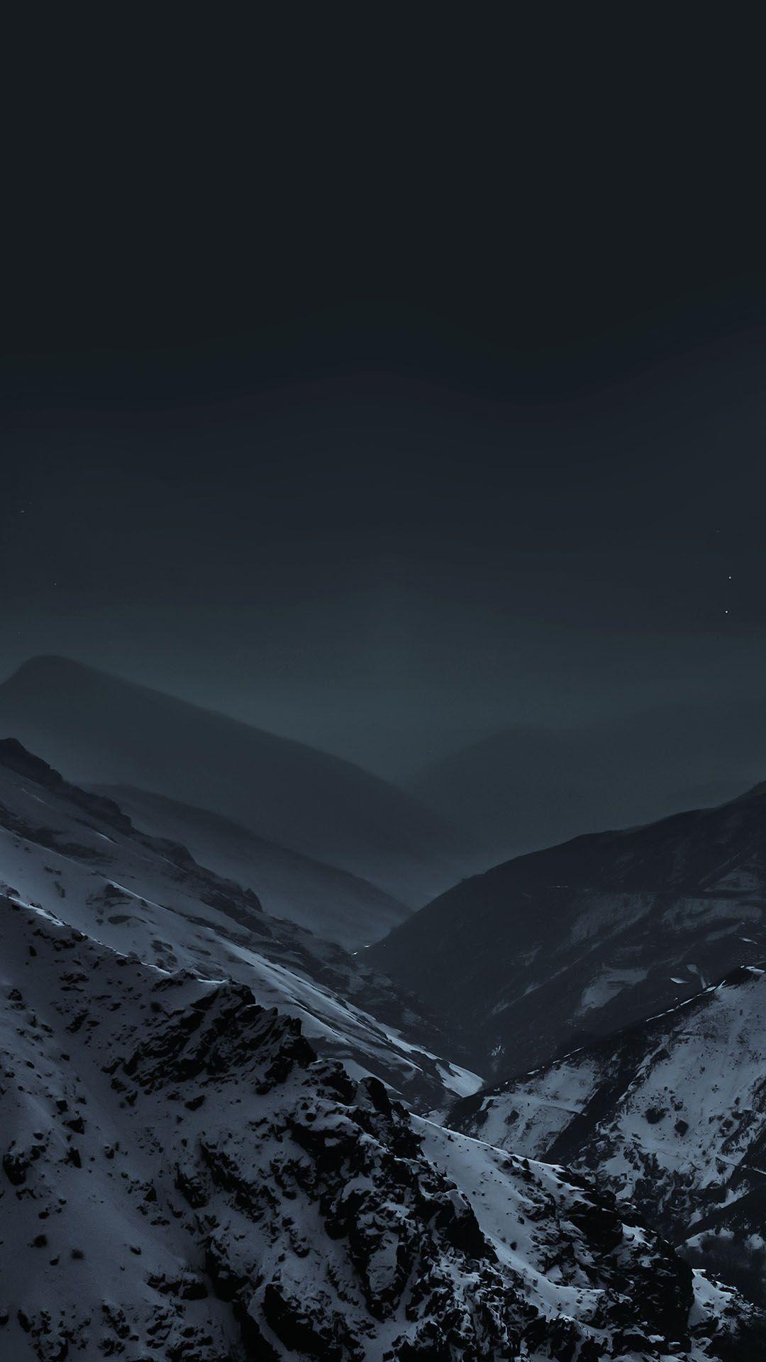 Mountains At Night Fog Snow Android Wallpaper