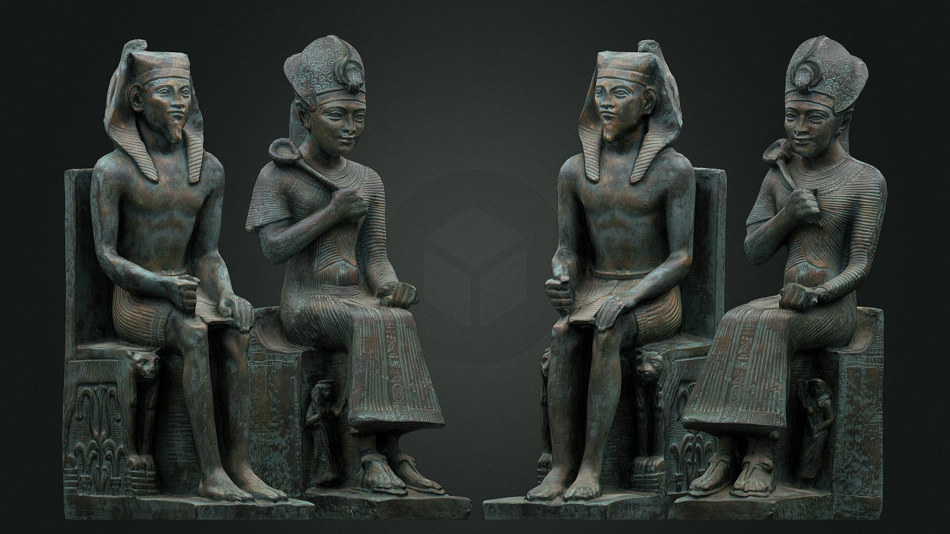 Pharaohs Khafre & Ramesses II Statues Scan