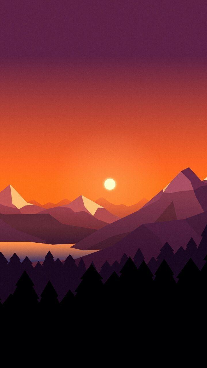 Minimalism, simple background, landscape, mountains, HD phone wallpaper