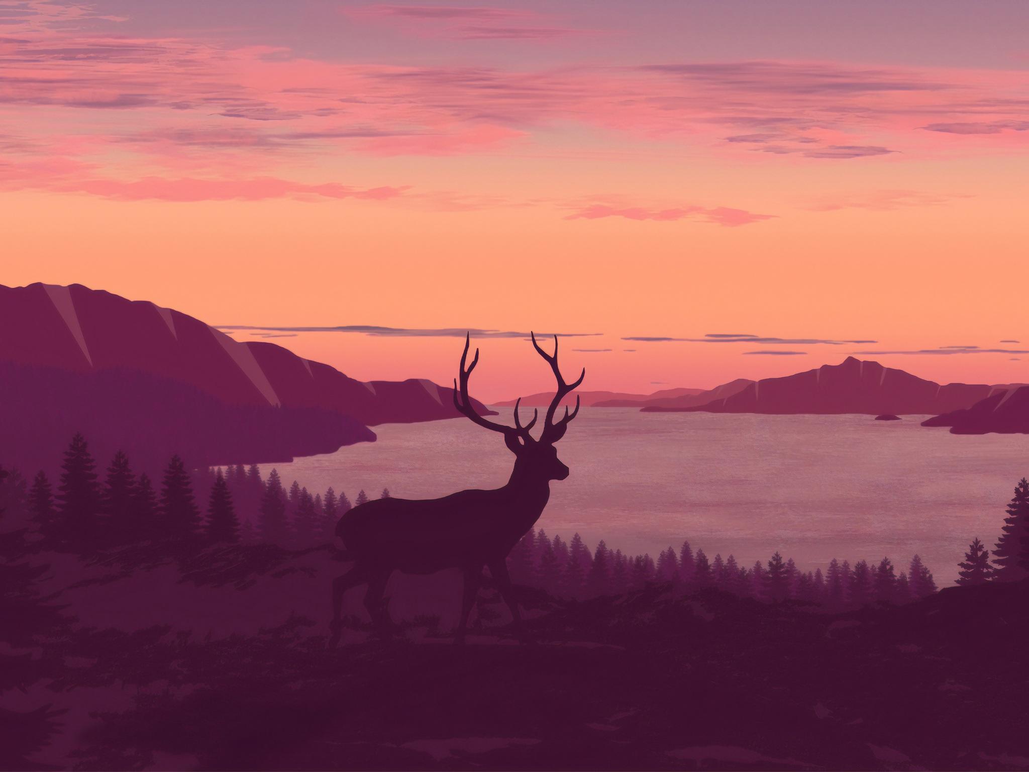 Wallpaper 4k Reindeer Minimalist Call Of Sunset 4k