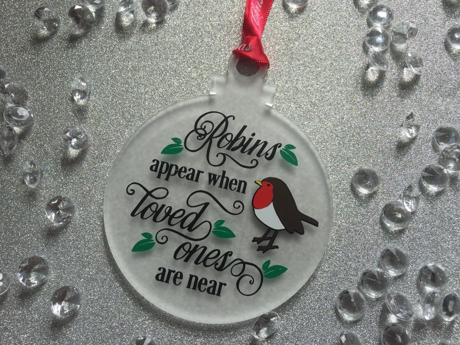 When Robins appear loved ones are near Christmas tree bauble, christmas bauble, when robins appear, memory bauble, personalised christmas