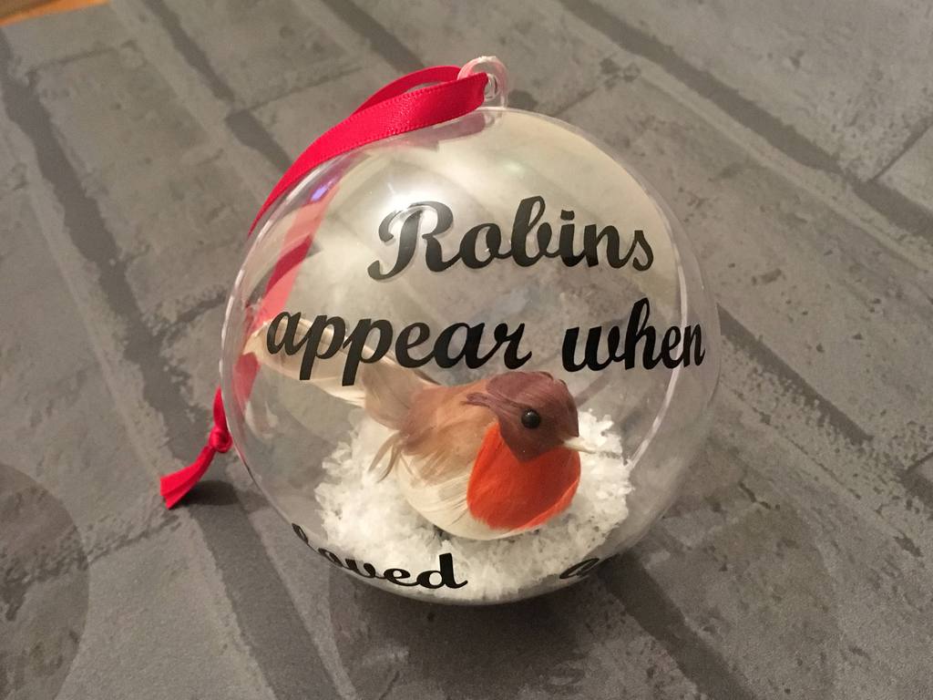 Robin Christmas Memorial Bauble, Christmas Tree Decoration