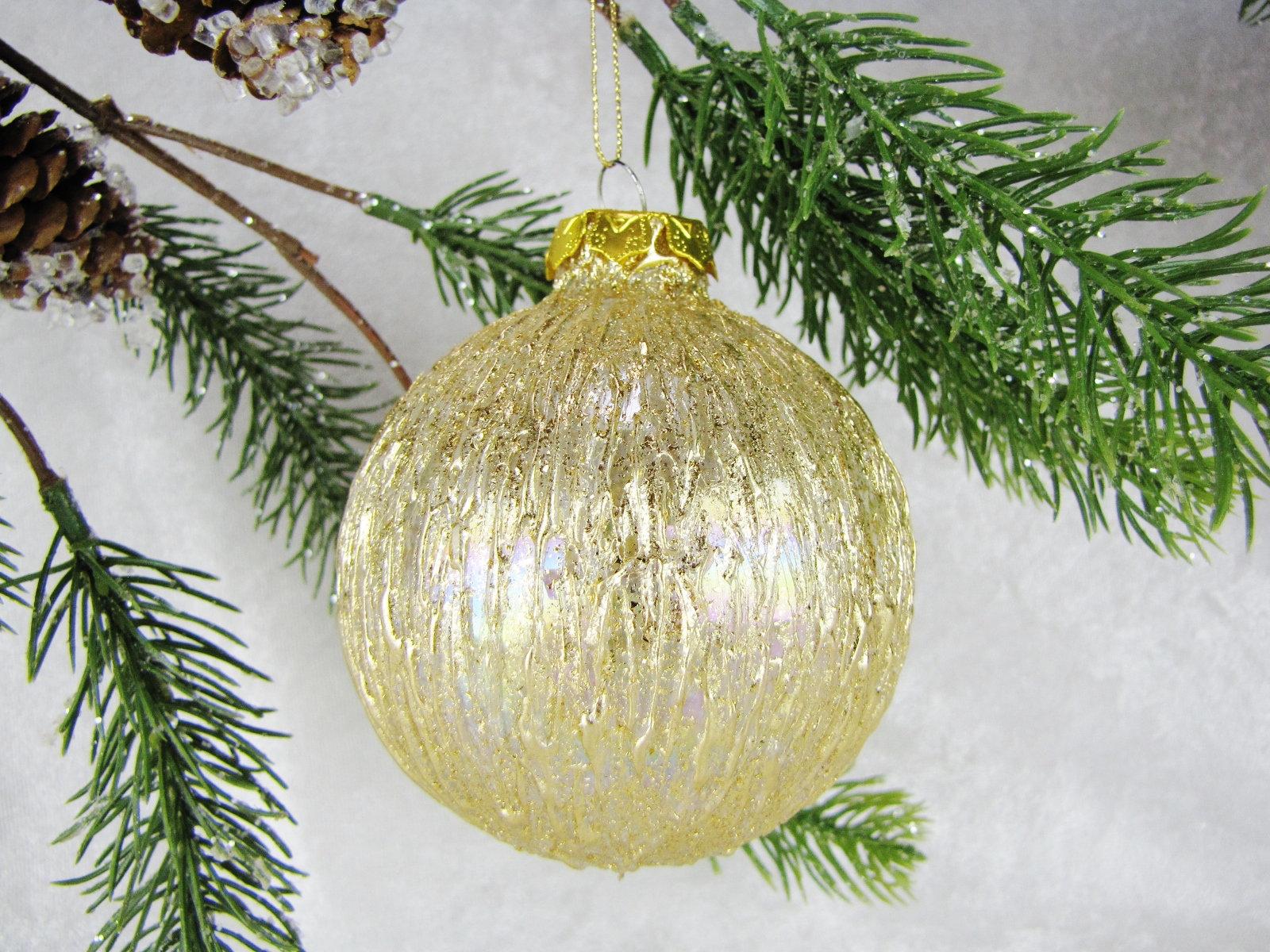 Molten Gold Glass Christmas Holiday Ornament Set Unique Tree Decorations Round Ball Christmas Baubles Christmas Tree Décor 2 Available