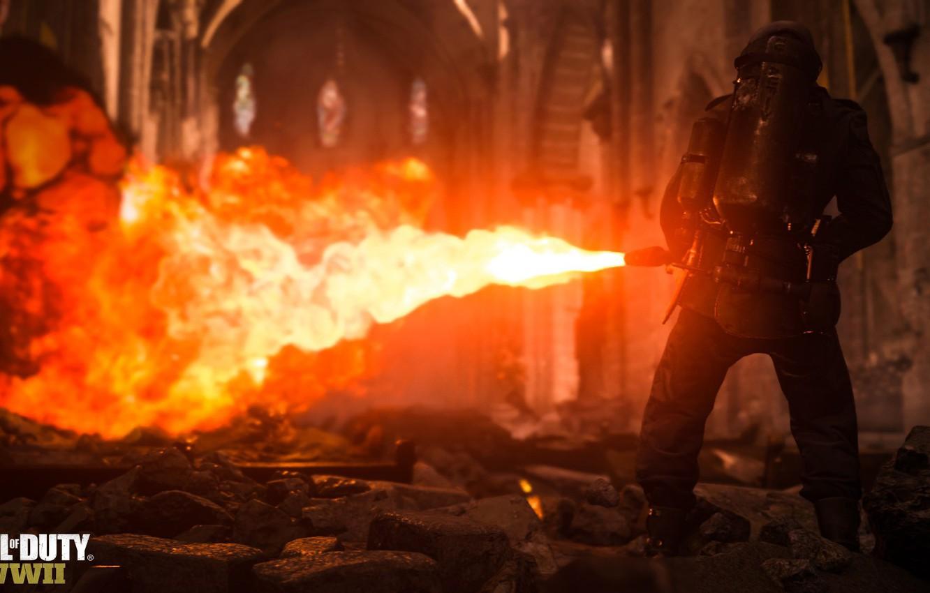 Wallpaper Call of Duty, Fire, Weapon, Flamethrower, Soldier
