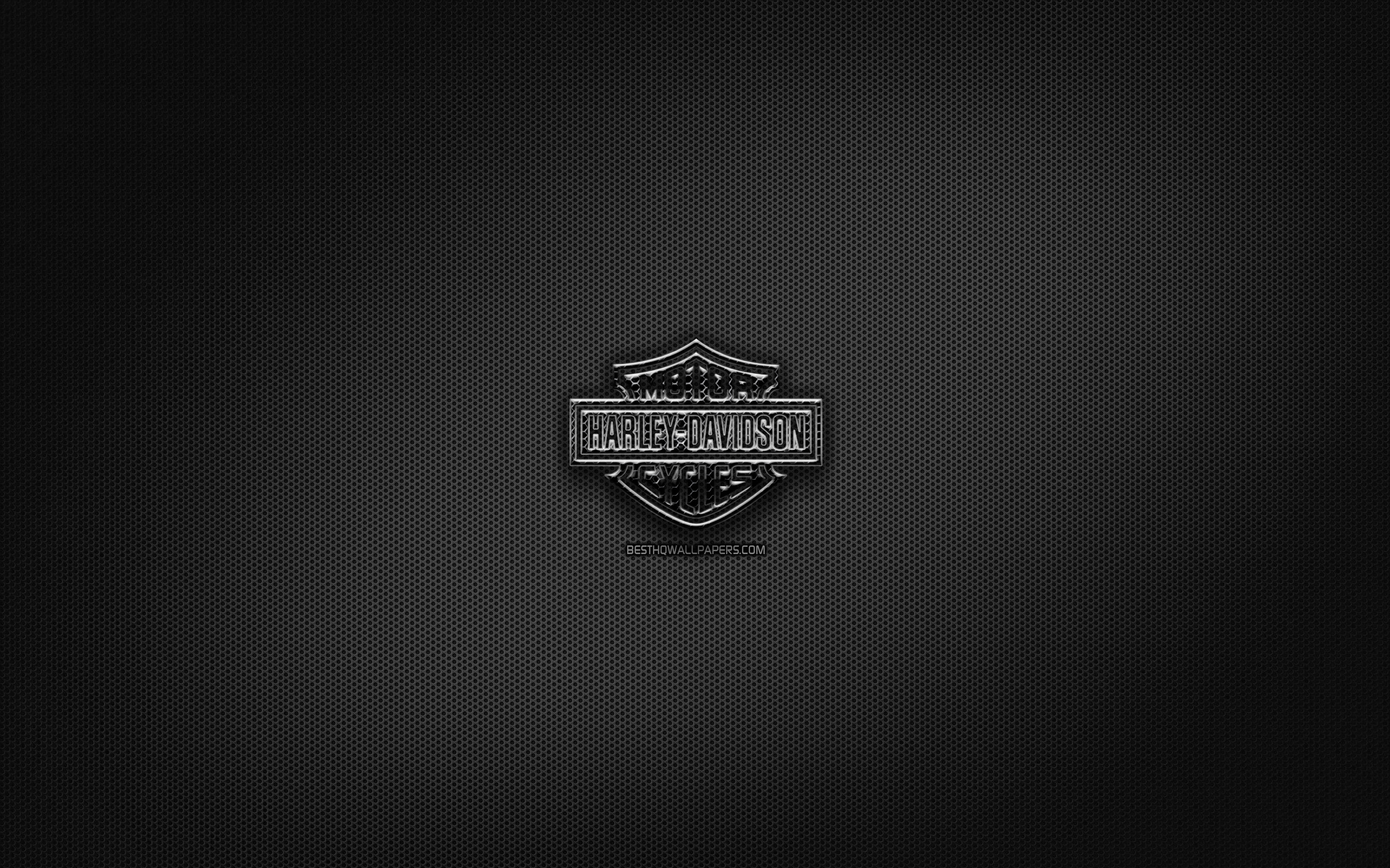 Download Wallpaper Harley Davidson Black Logo, Motorcycles