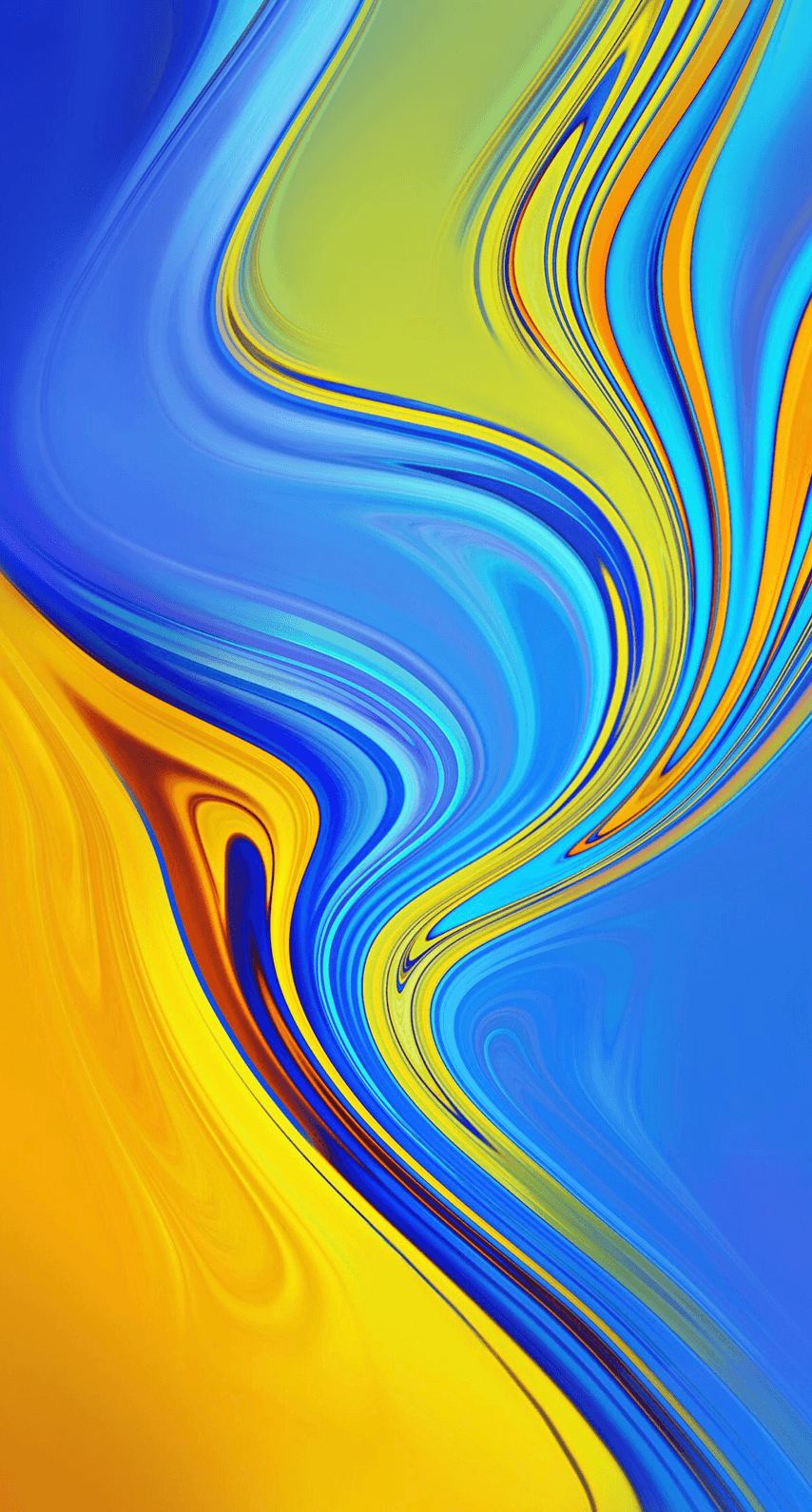 Colourful Fluid ink photography, blue and yellow abstr