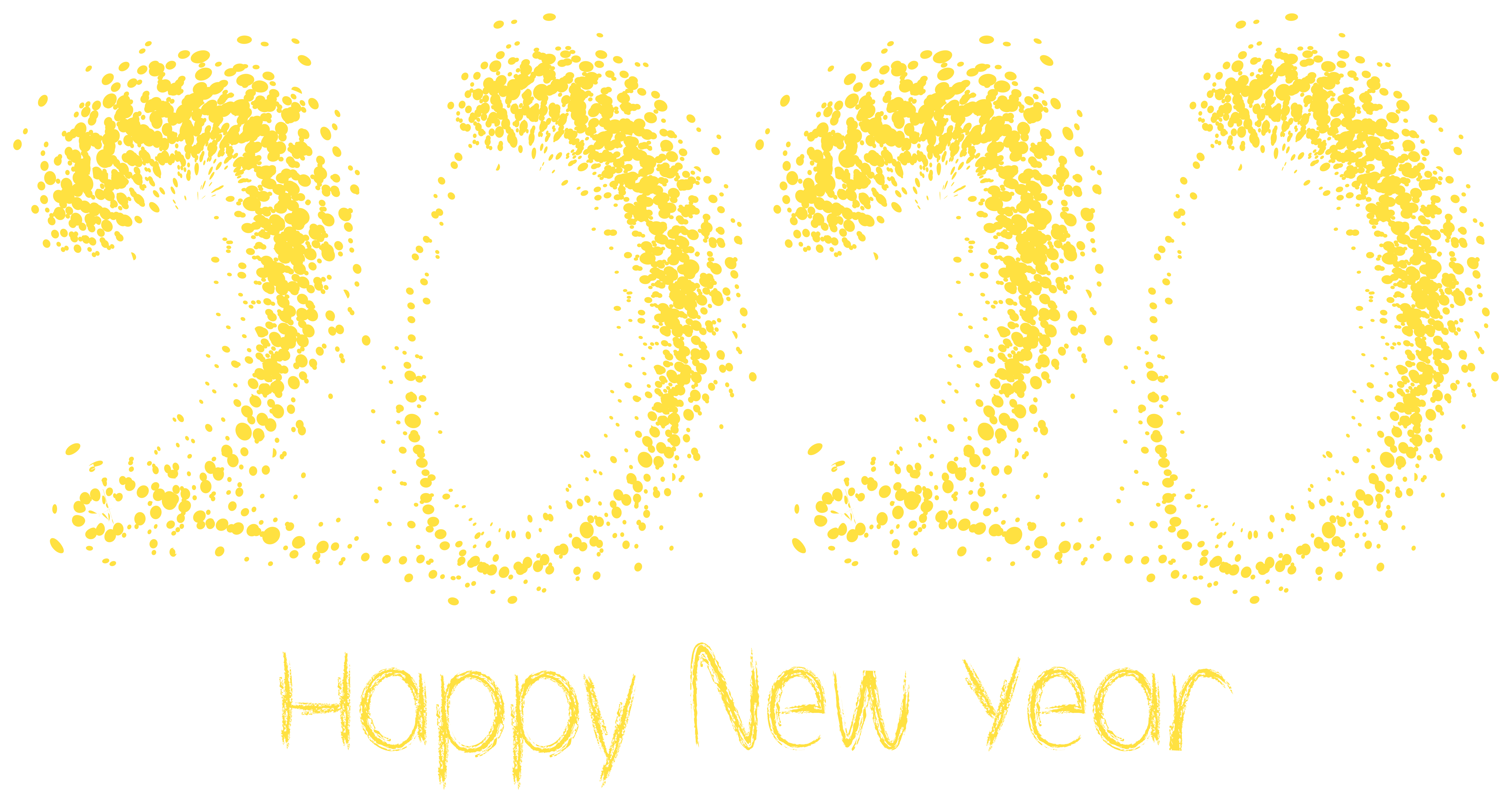 Yelow Happy New Year PNG Clipart Image