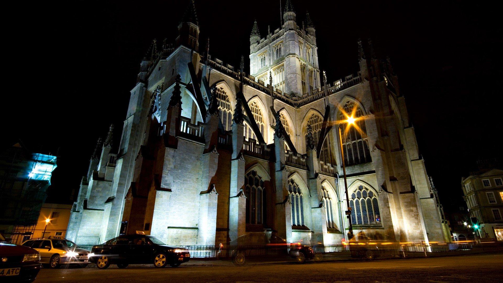 Cityscapes night architecture Gothic towns churches