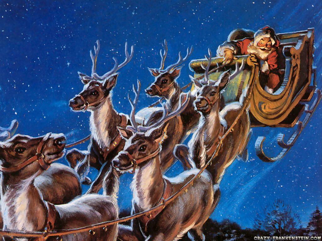 old school, love it!. Christmas. Oh yes. Santa, reindeer
