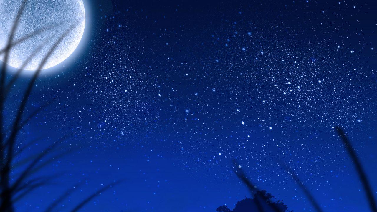 Wallpaper Moon, Starry sky, HD, Creative Graphics