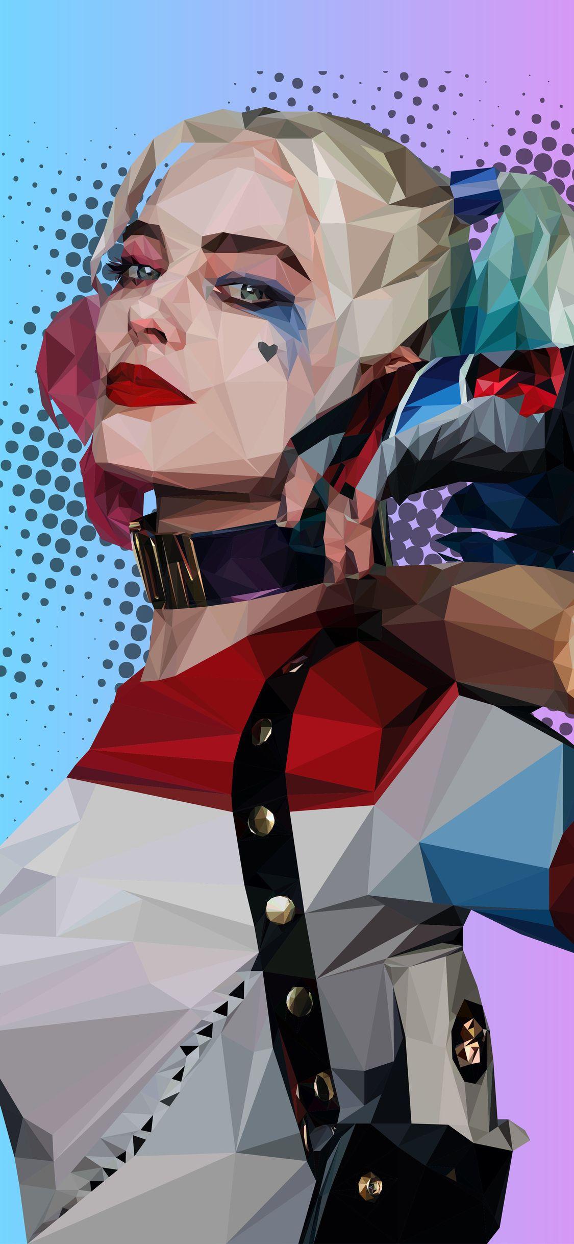 Polygonal Harley Quinn iPhone X. DC. Harley quinn, Joker