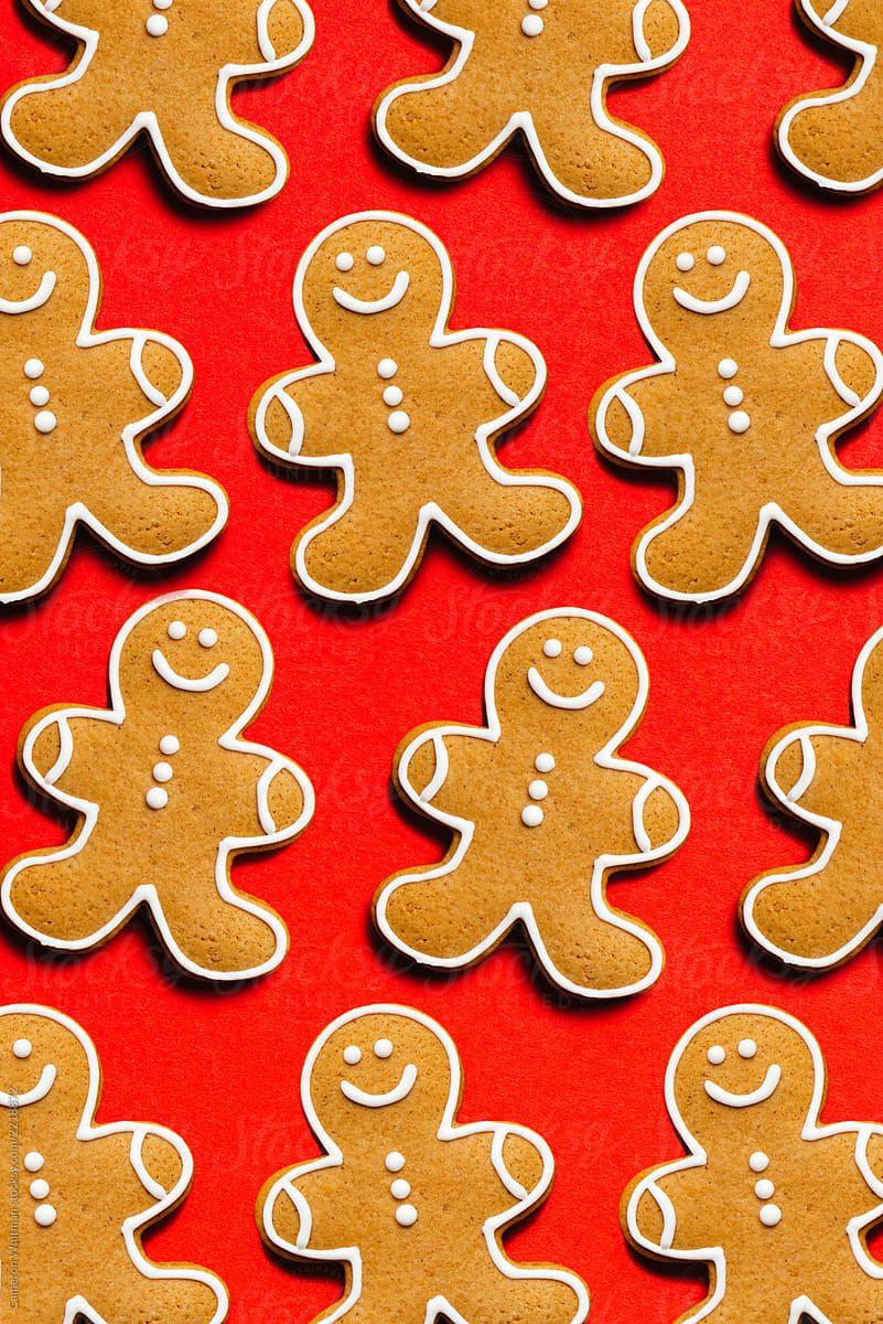 Retro styled Christmas Gingerbread Man Wallpaper pattern