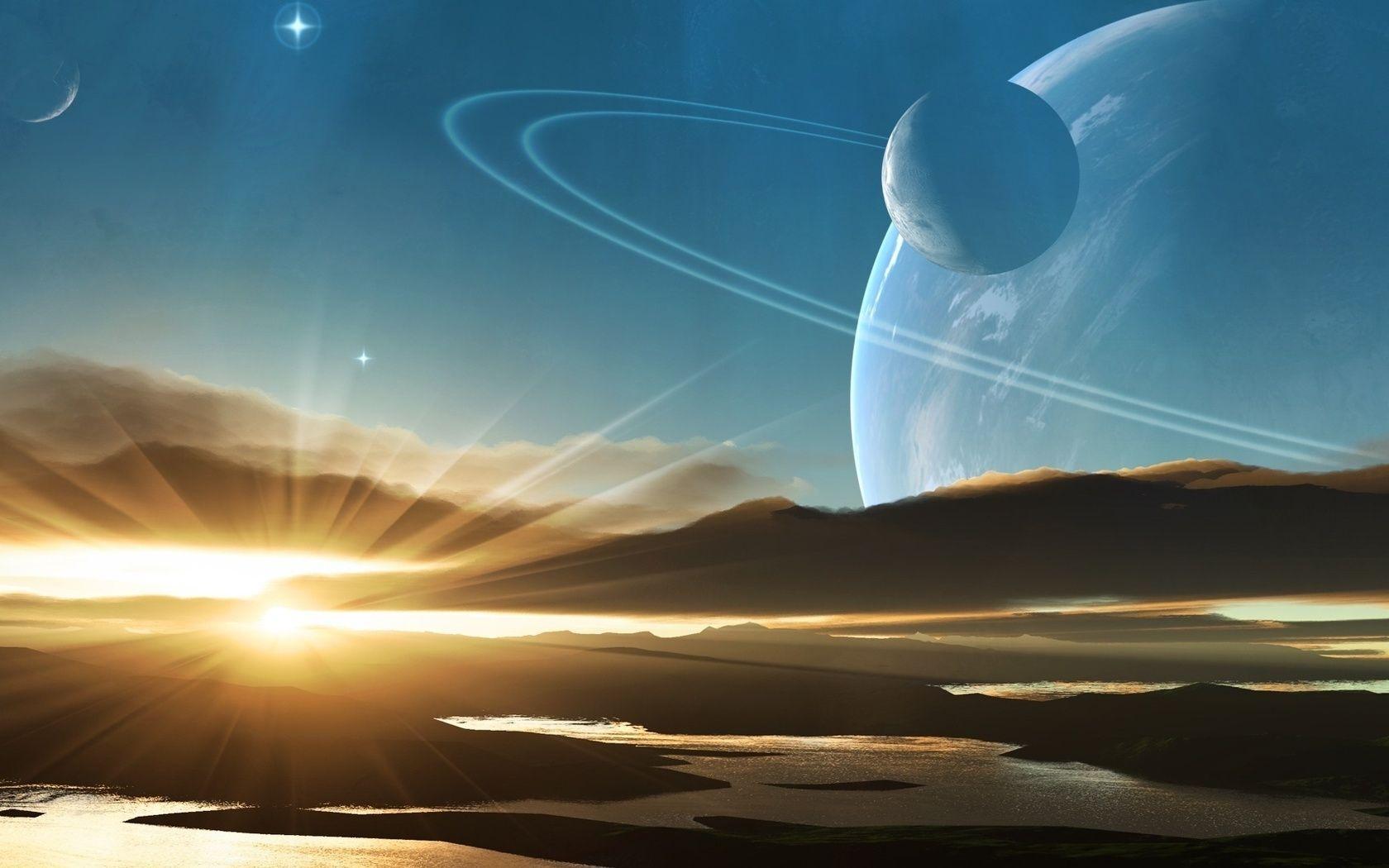 Alien Planets. Download wallpaper sky, sunset, alien world
